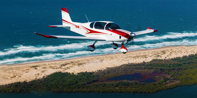 John Absolon of Australian Flying on a test flight with the Sling TSin of the airplane factory